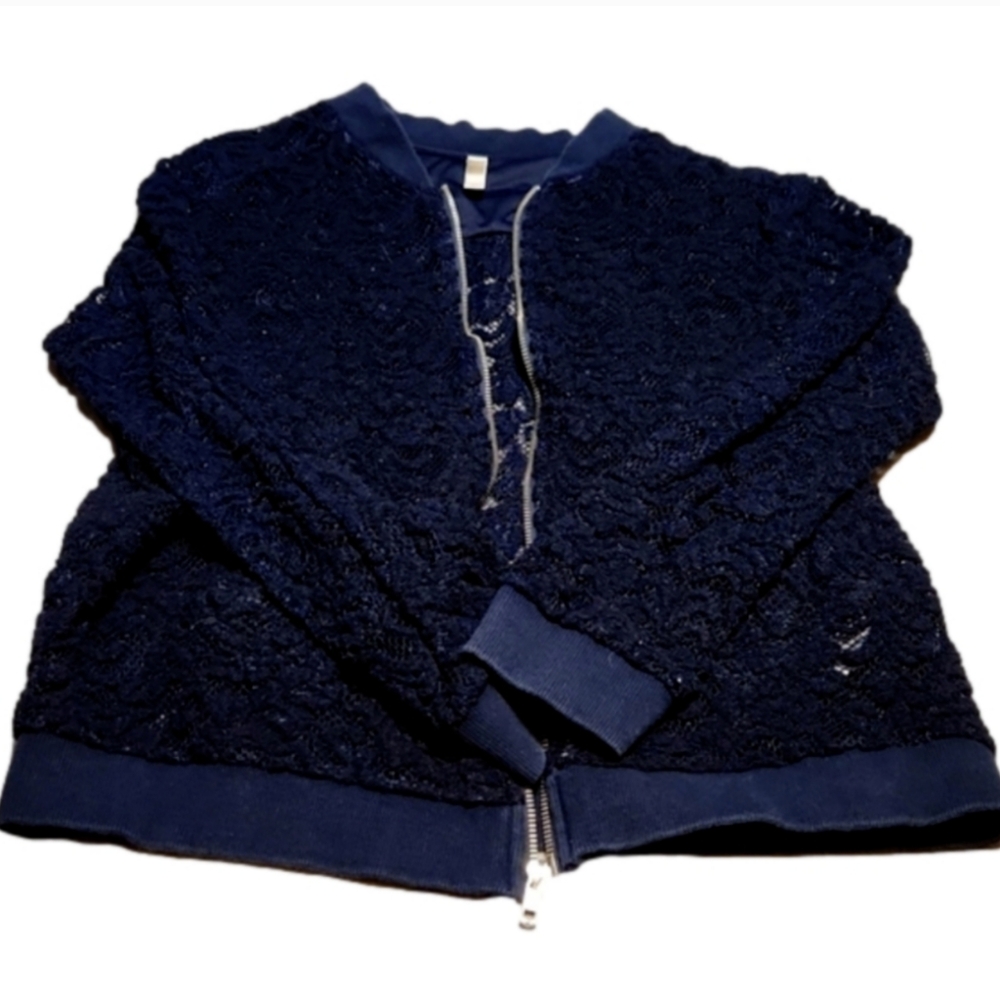 𝅺xhilaration lacy zip up top sz. XL